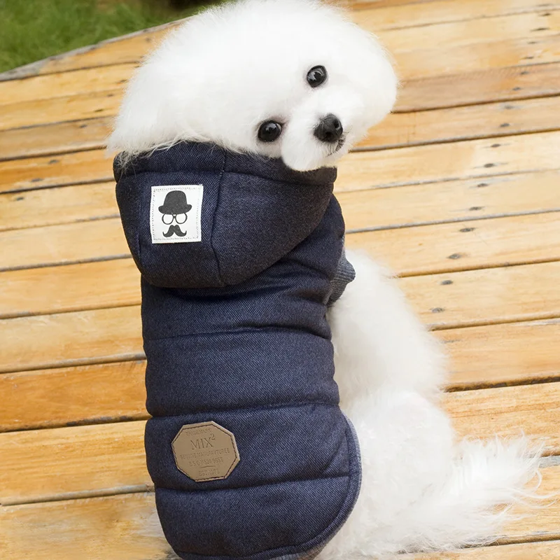 Mustache Hooded Pet Dog Clothes for Small Dogs Winter Dog Coat Jacket