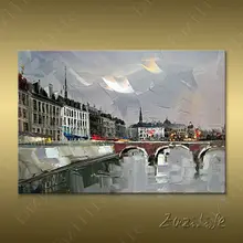 Paris rua pintura arte decoração para casa decoração óleo pintura de parede Pictures para living room Home Decor pintura arte paint6