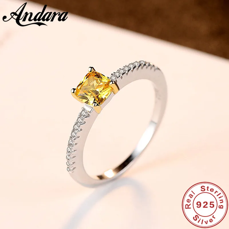 S925 Серебряное кольцо с натуральным желтым кристаллом AAA циркониевое женское