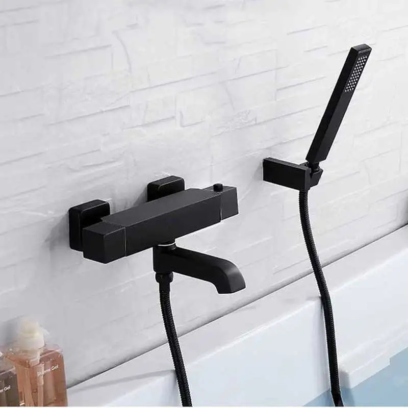 

Bathtub Faucets shower faucet black thermostatic bathroom shower mixer bath faucet wall mounted rainfall shower set mixer tap