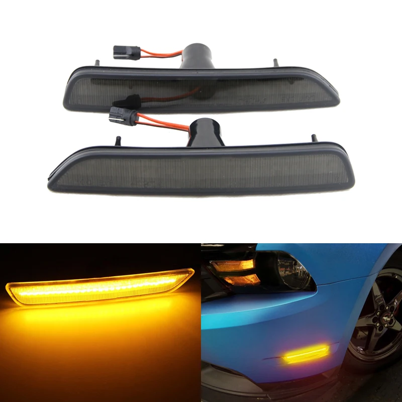 

Brand New For Ford Mustang 10-14 Plug&Play Led Side Marker Lights Lamp Amber Smoke Tinted Lens External Led Light Source