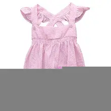 Fashion Summer Toddler Infant Baby Girls Holiday Clothes Pink Striped Bodysuit Newborn Gifts