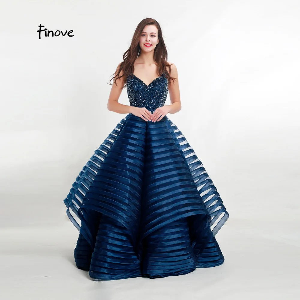 Finove New arrivals Evening Dresses 2020 Simple Elegant Beading Sexy V-Neck Organza Party Gowns Formal Occasion Woman Dress | Свадьбы и