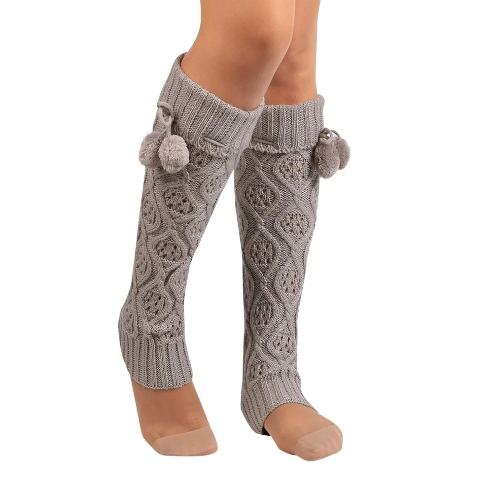 39cm Long Women Winter Leg Warmers Warm Boot Socks Two Balls calentadores de piernas mujeres гамаши гетры для танцев polainas