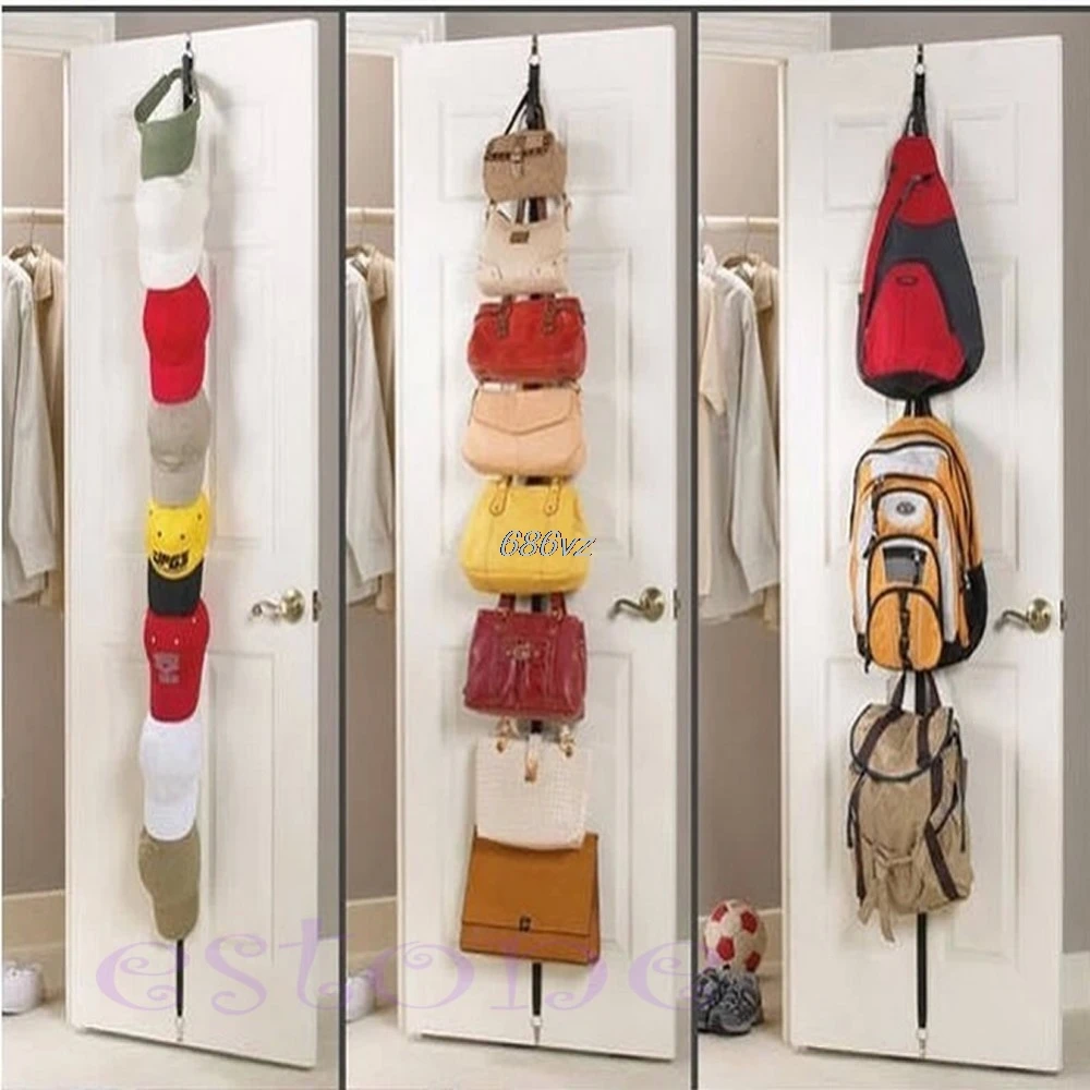 

Adjustable Over Door Straps Hanger Hat Bag Coat Clothes Rack Organizer 7 Hooks N27 Drop Ship
