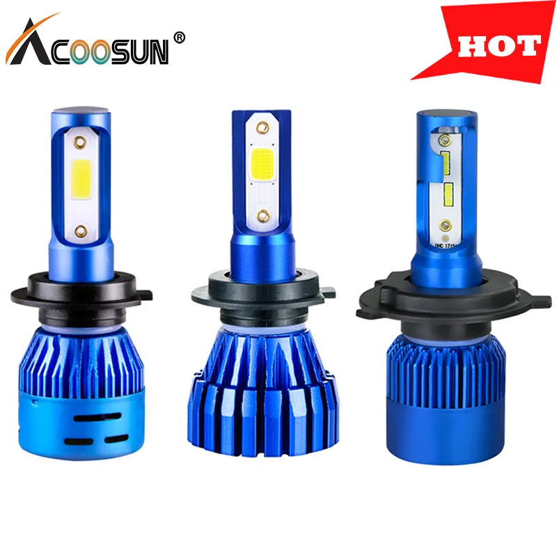 Светодиодные автолампы AcooSun H7 H4 H11 H1 12 В автосвет светодиодные HB4 HB3 9005 9006 лампа для