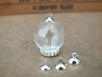 

Free ship!! 10pcs/20x12mm glass globe round ball with different shaps silver plated cap,flower base,art jewelry pendant,necklace