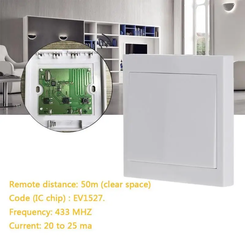 

Wireless Remote Control Switch 433MHz 86 20-25mA Controller Wall Panel Hall Bedroom Ceiling Lights Lamps Wireless Switch Control