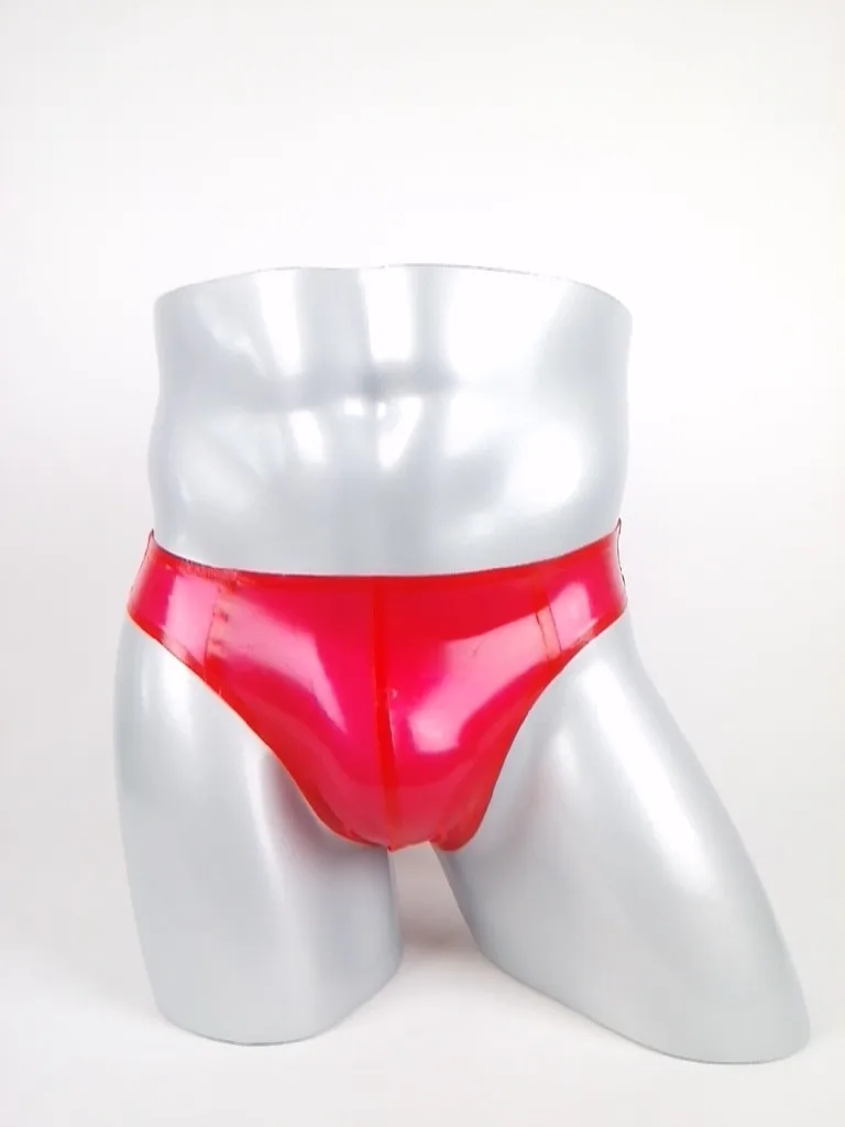 Sexy Men's Red Latex Briefs Fetish Rubber Underpants Customize Hand-made Free-1