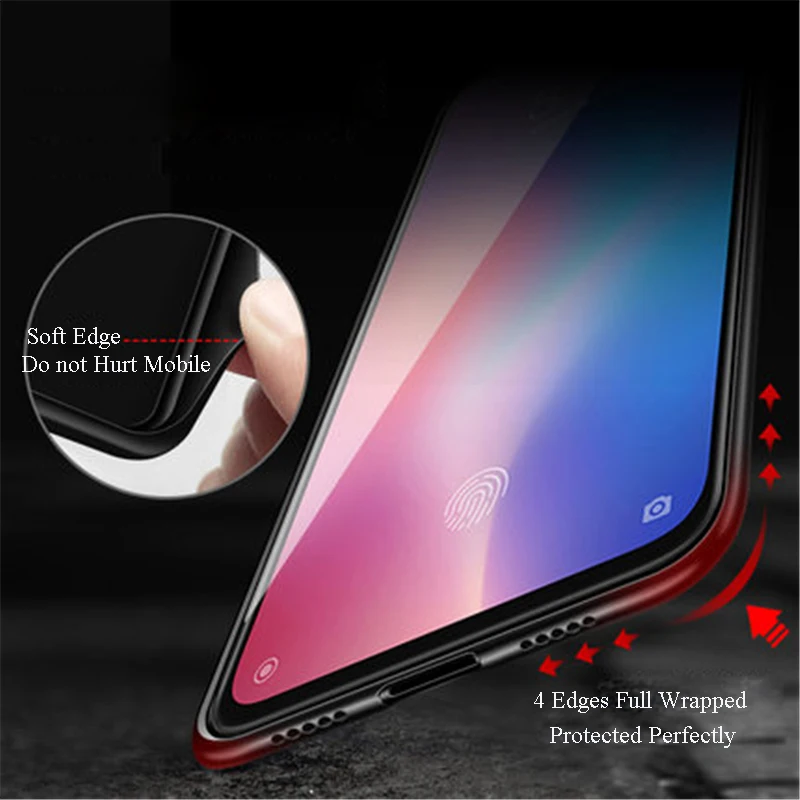 Aixuan Glass Case For Xiaomi mi 9/Mi 9 Explorer/Xiaomi mi 9 SE Case Painted Tempered Glass Silicon Protective full Cover Cases