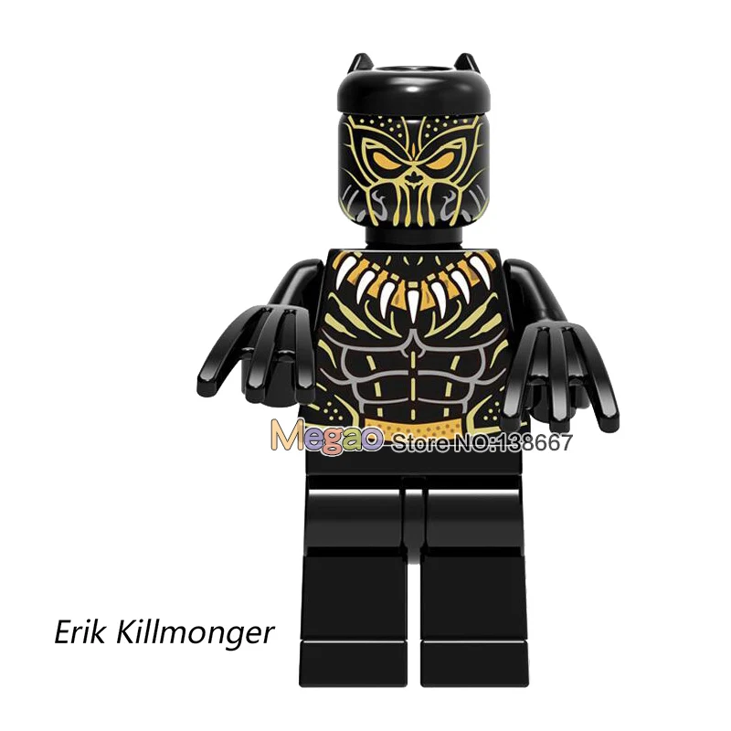 

Super Heroes Single Sale Erik Killmonger XH800 Black Panther Ulysses Klaw Action Dolls Building Blocks Children Gift Toys