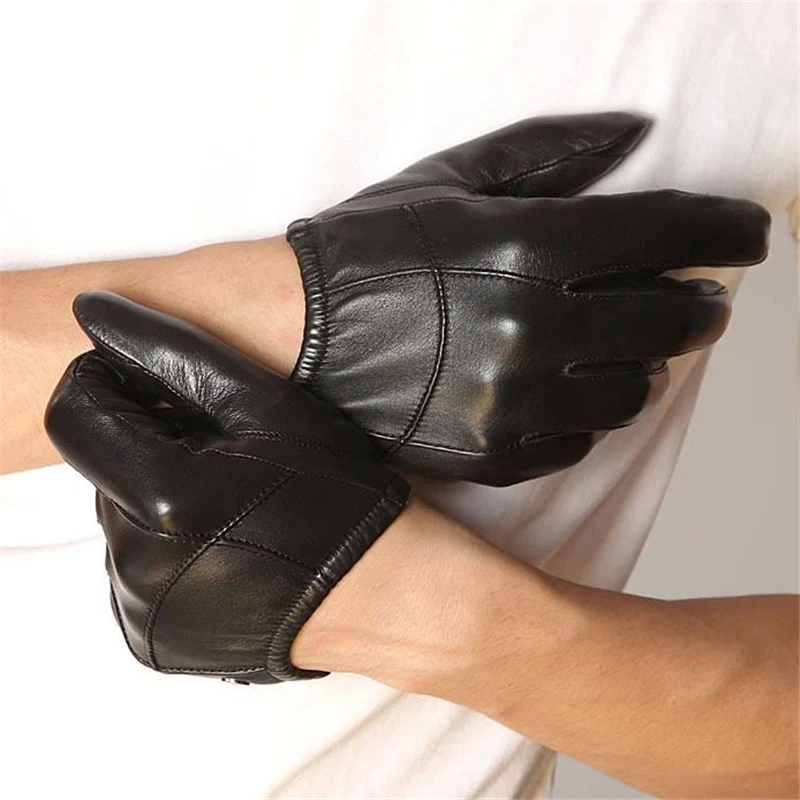 Goatskin Специальное предложение короткие стильные мужские перчатки на запястье эластичные из натуральной кожи модные кожаные перчатки для вождения EM004PN-5