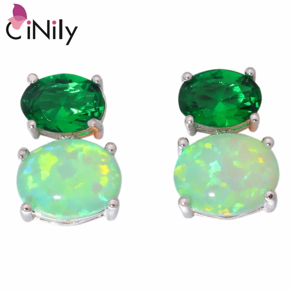 

Silver Earrings Green Fire Opal Green Quartz Wholesale Retail Hot Sell for Women Jewelry Stud Earrings 12mm OH2724