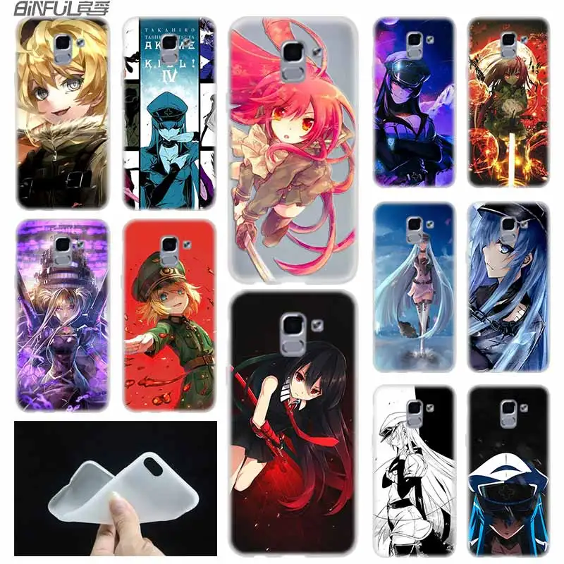 esdeath art case Cover TPU Silicone Coque For Samsung Galaxy J6 J8 J3 J5 J7 J4 J2 J1 Plus 2018 2016 2017 EU Prime Ace | Мобильные
