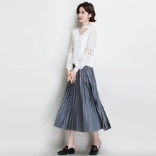 Брендовые юбки весна лето женские юбки Новые шить гофрированные шифоновые юбки повседневные Модные свободные дикие длинные юбки женские