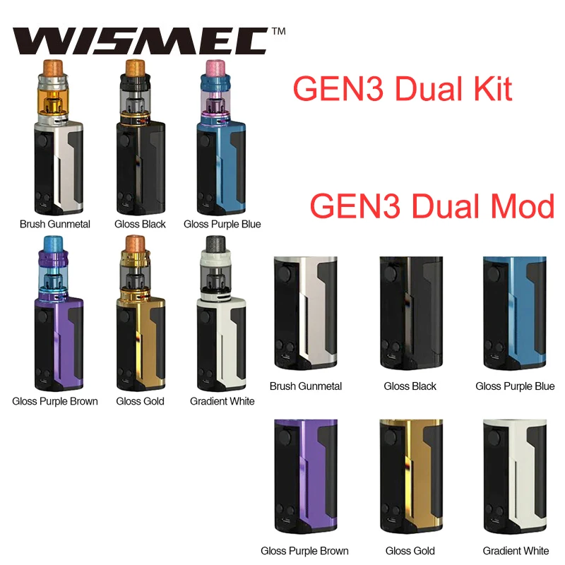 

Original WISMEC Reuleaux RX GEN3 Dual Mod or Kit 230W 5.8ml Gnome King tank strong E-cig vaping Wismec RX GEN3 Dual Mod/Kit