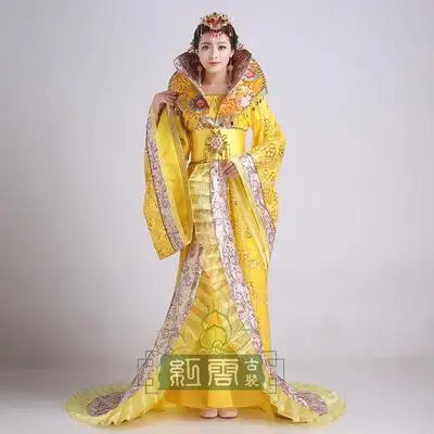 Традиционный китайский костюм, женский классический в стиле ханьфу Манг бобы, Полный вышитый ТВ фильм, Play Платье, верхняя одежда+ юбка+ ремень - Цвет: Yellow 2