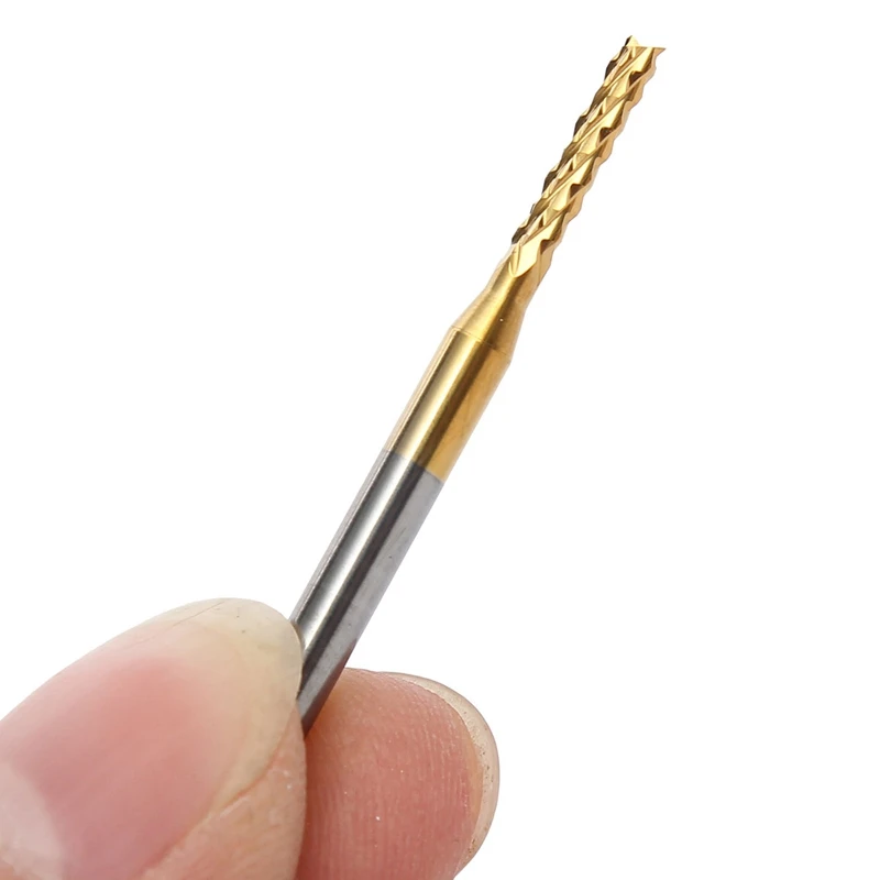 10pcs 2mm Tungsten Steel Titanium Coat Carbide End Mill Engraving Bits CNC PCB Rotary Burrs