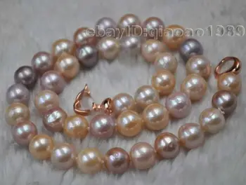 

FREE SHIPPING hot sale~~~~ Natural 11-13mm round Furrow Kasumi Pearl necklace