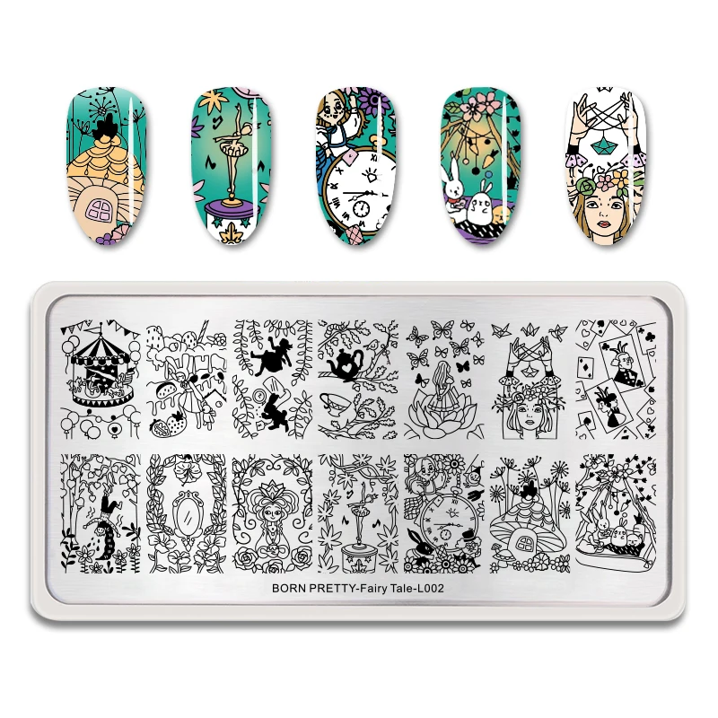 

BORN PRETTY Nail Art Stamping Plates Rectangle Fairy Tale Manicure Nail Stamp Image Template Nail Art Print Stencil