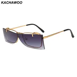 Kachawoo флип солнцезащитные очки Для мужчин без оправы одной части линзы Ретро прямоугольник солнцезащитные очки для Для женщин Винтаж Мода