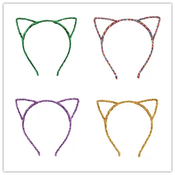 

24pcs Boutique Cute Glitter Cat Ears Hairbands Solid Animal Hard Headbands Princess Headwear Fashion Party Hair Accessories