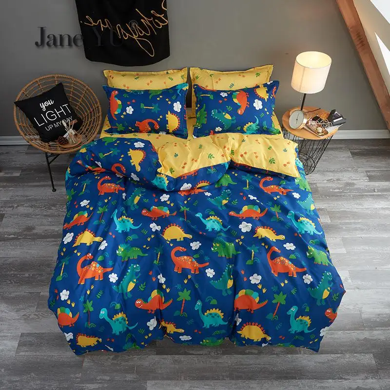 JaneYU fabric Home Textile dinosaur bedding sets 4pcs/set 3D Reactive Printed Bedding Set Bedclothes Suit | Дом и сад