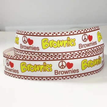 

50yards 7/8" 1" 1.5" 22mm 25mm 38mm brownies printed grosgrain ribbon for headband hair bow hair tie