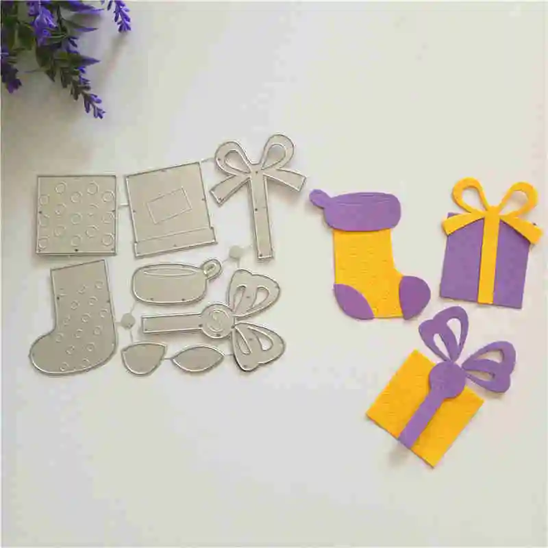 

3 pcs Christmas Gift Box Stock Set Metal Cutting Dies for DIY Scrapbook Embossing Paper Craft Album Card Merry Christmas 100*108