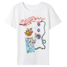 Модная новая белая абстрактная змея Тигр цветочный узор футболка женская летняя рубашка Повседневная футболка Женская harajuku