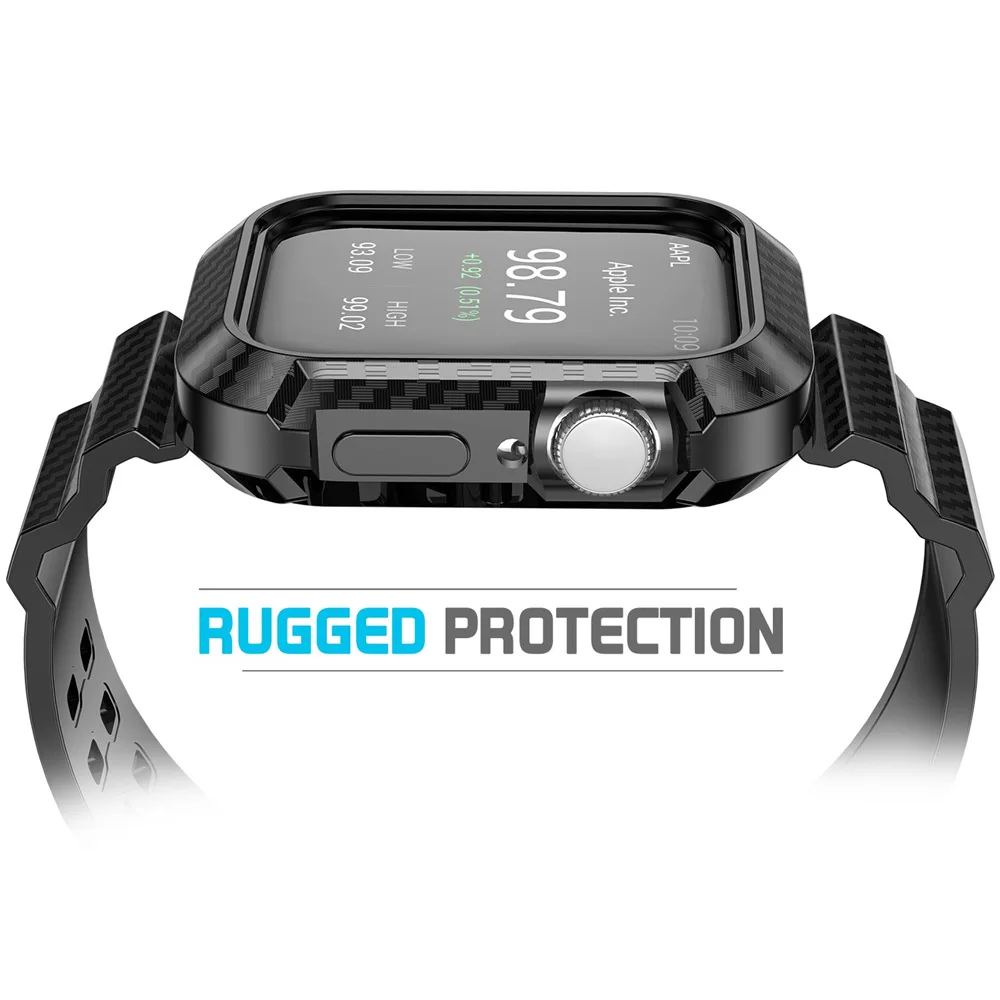 Силиконовый ремешок из углеродного волокна с чехол для Apple Watch Band Series SE/6/5/4