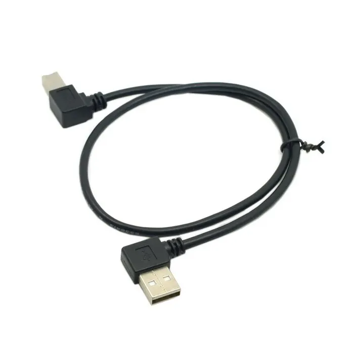 Правый и левый угол USB 2,0 A папа к USB B папа Тип B BM правый угол принтер сканер 90 градусов кабель 50 см 100 см BM Угловой кабель