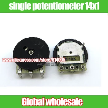 

80pcs gear dial turntable adjustable volume single potentiometer 14x1 B10K B50K B500k for headphone volume switch audio