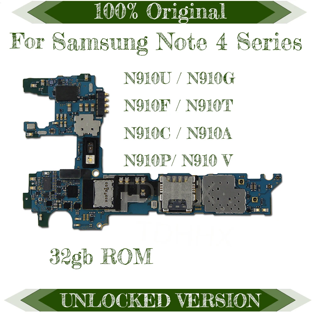 

32gb Original Unlocked Europe Version for Samsung Galaxy Note 4 N910U N910G N910F N910T N910C N910A N910P N910V Motherboard