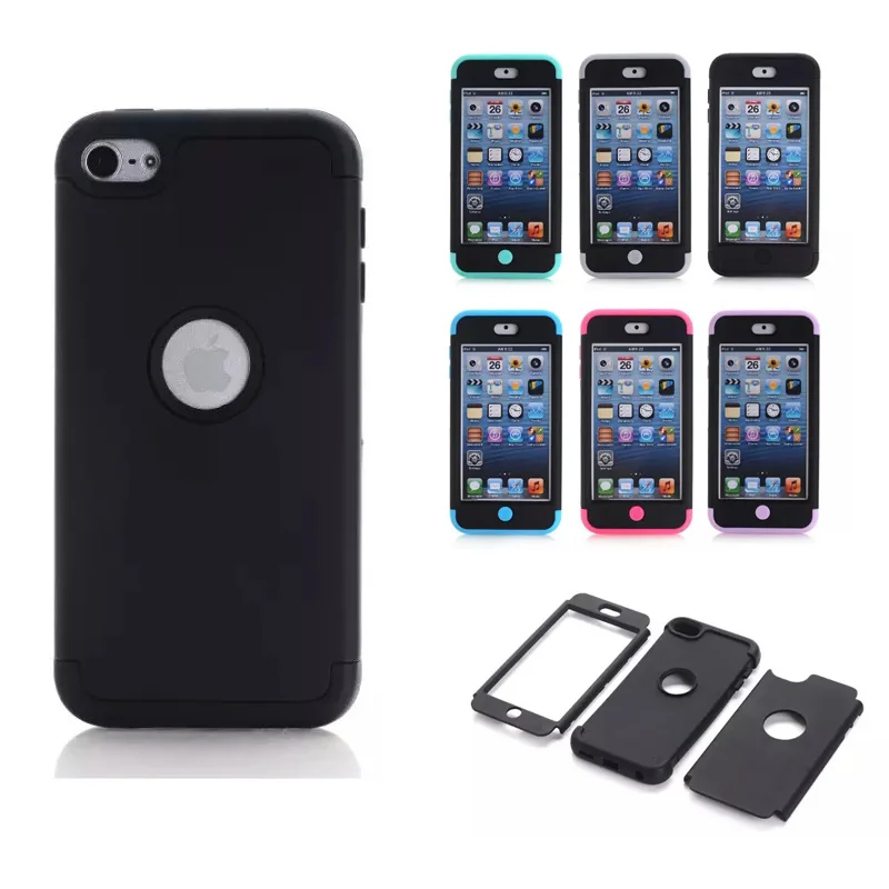 

black shockproof anti-shock hybrid hard cover case for ipod touch 6/touch 5