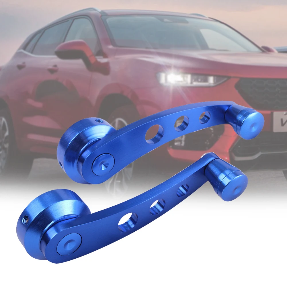 

2pcs/set Rustproof Modify Universal Fit Car Window Handle Rise Crank Aluminum Alloy Replacement Winder Bright Color Manual Cool