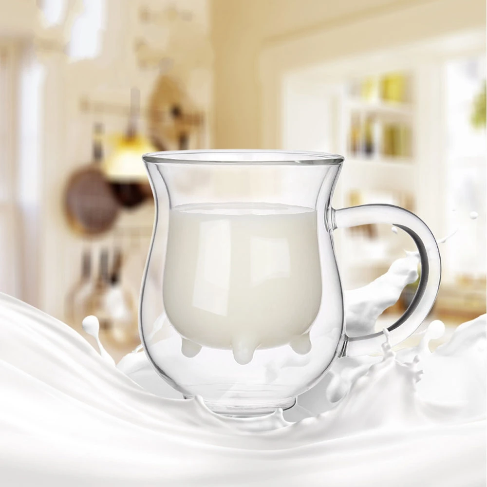 Creative Cow Milk Cup Mug Cute Double Layers Heat-resistant Glass Cups Milk for Kids Drink Water Juice Coffee Container Mugs Creative Cow Milk Cup Mug Cute Double Layers Heat-resistant Glass Cups Milk for Kids Drink Water Juice Coffee Container Mugs