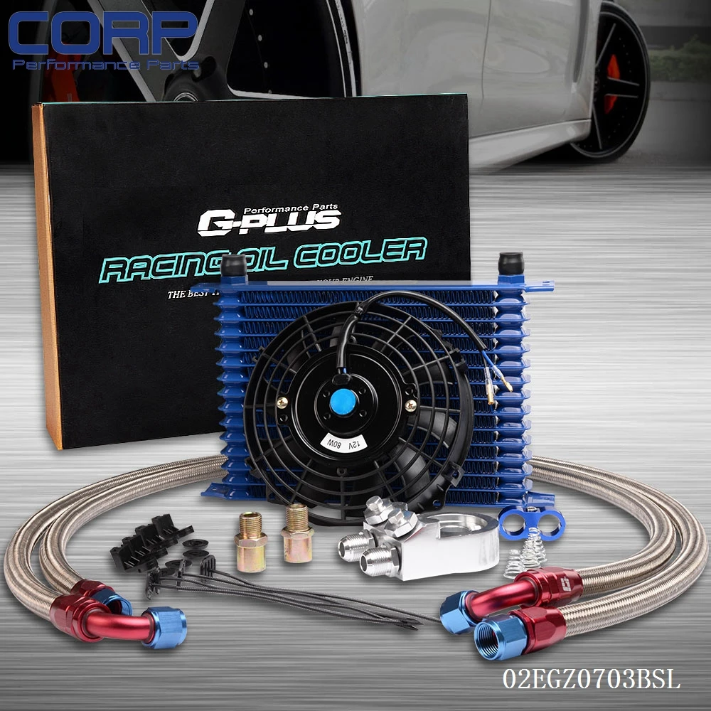 15 Row An10 Universal Engine Oil Cooler Kit+aluminum Hose End+7