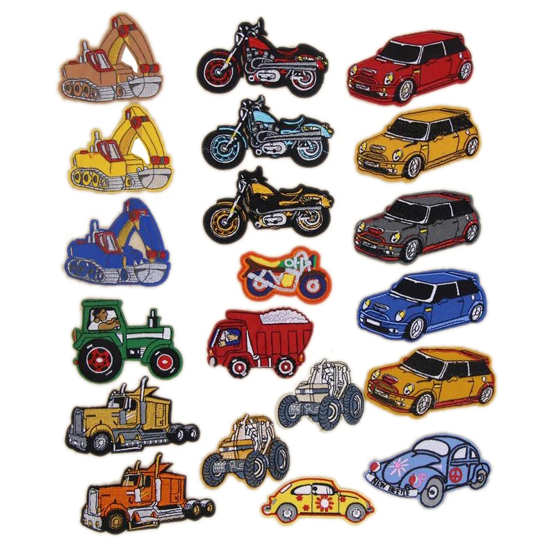 

1 pcs motor car Digging machine embroidered iron on patches cloth accessories popular clothing bag hat Patches Appliques