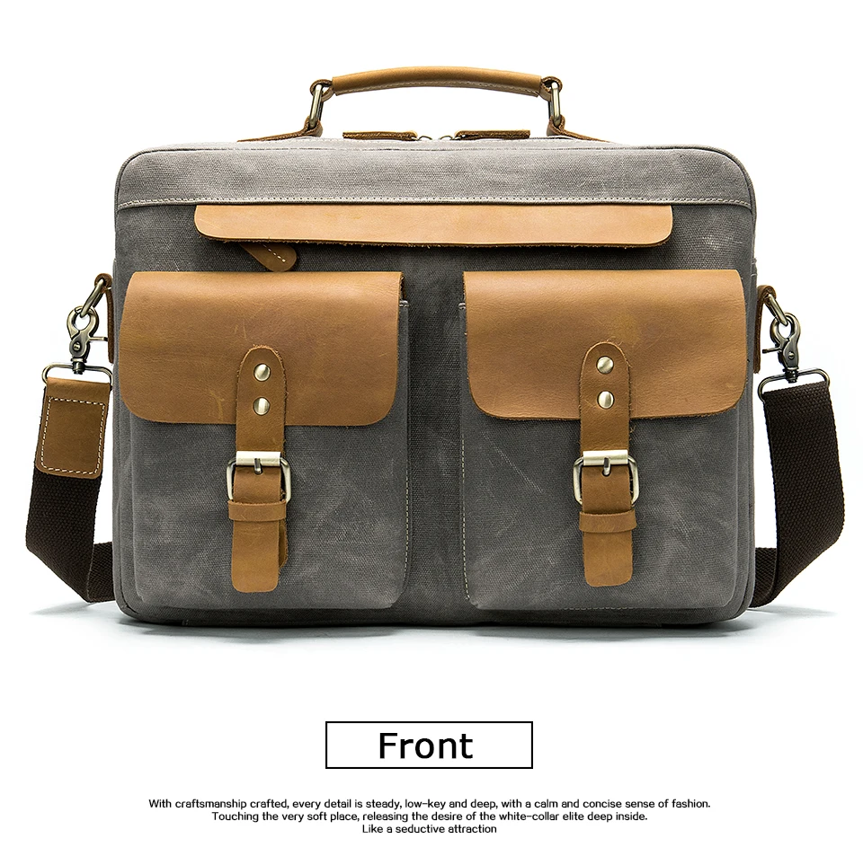 8 canvas men's briefcase bag office laptop bag mens briefcase messenger bags for men business men's 13.3' computer bags