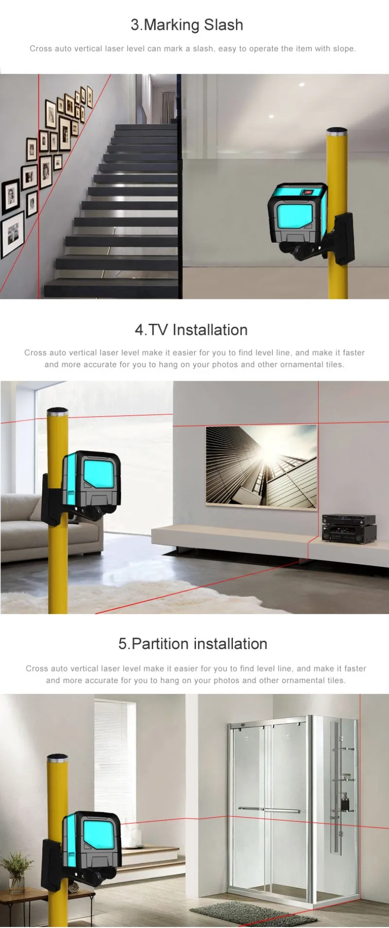 Mileseey L62G Green Laser Level tripod nivel laser tripod professional carbon tripod for laser level