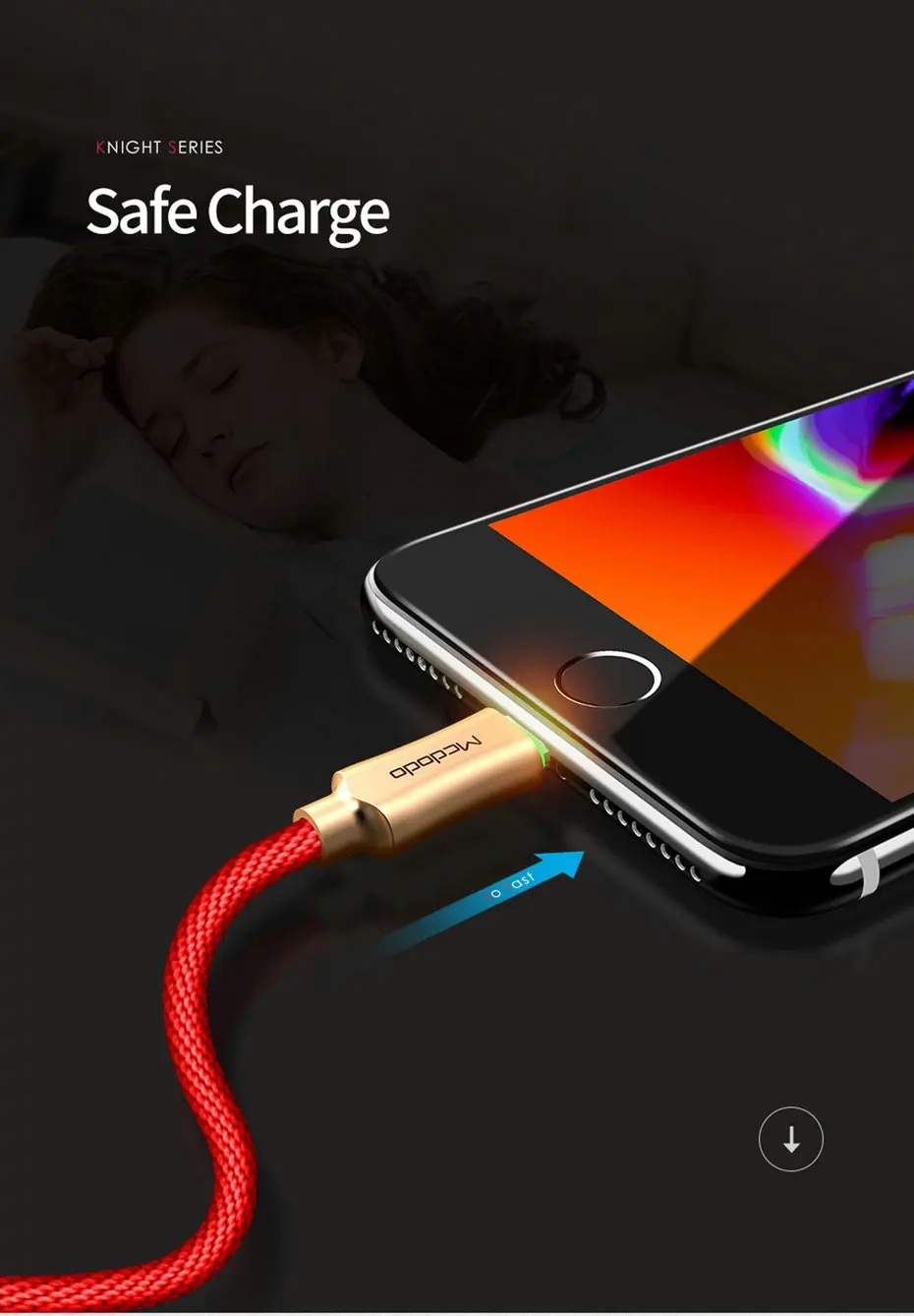 Mcdodo USB Cable for iPhone X 8 7 6 Plus Auto Disconnect Fast Charging Cord for iPhone 6s 5s SE iPad Sync Data USB Charger Cable (6)