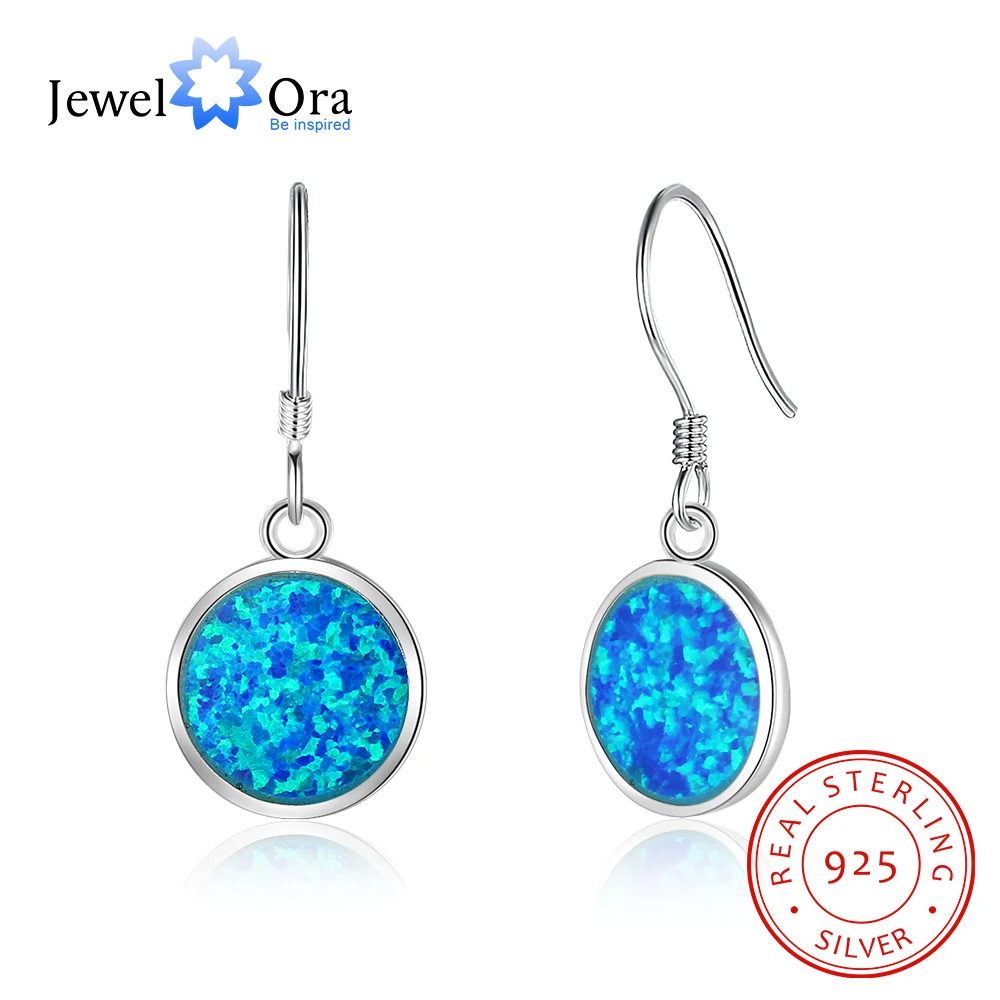 

Blue Stone Opal Jewelry Drop Earring Pure 925 Sterling Silver Earrings For Women Valentine's Day Gift (Jewelora EA102917)