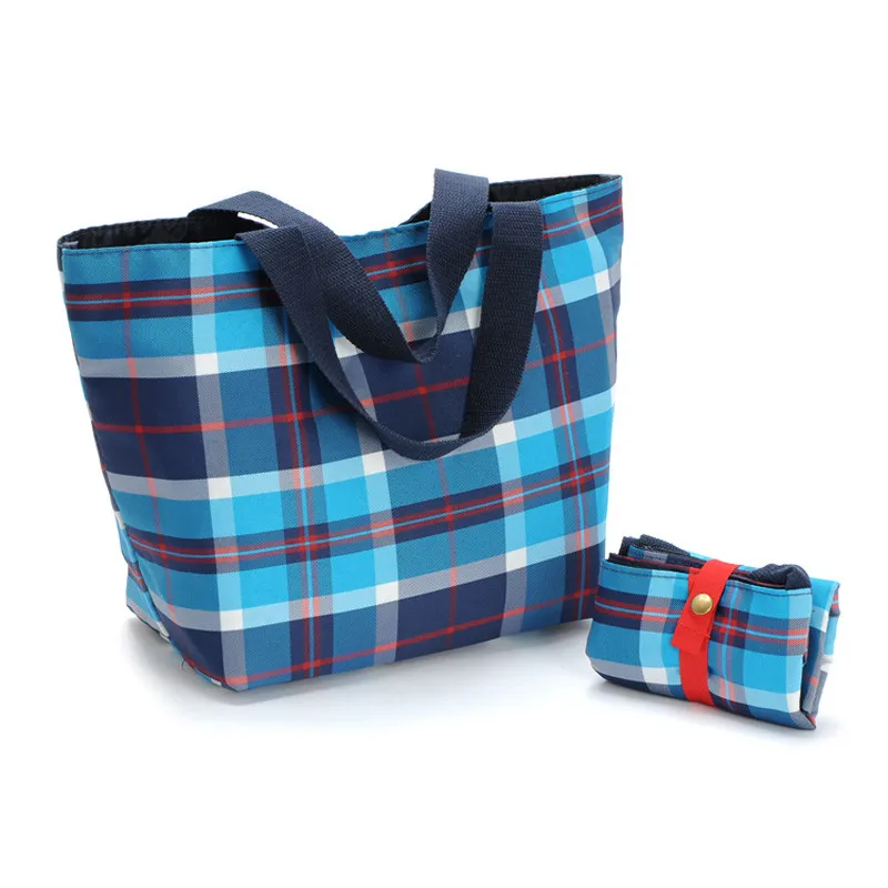 

Lunch Bag Plaid Printed Cooler Box Kids Tote Storage Handbag Picnic Pouch Oxford Fabric Zipper Women Picnic Lunchbox