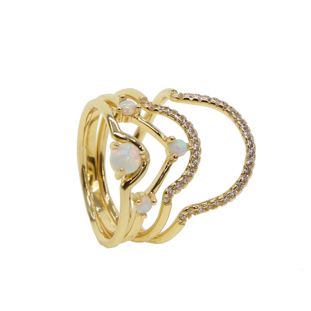 Элегантное женское Ювелирное кольцо набор из 4 шт cz огненный опал драгоценный камень Минимальный минималистичный нежный женский Дамский стек укладки милое кольцо