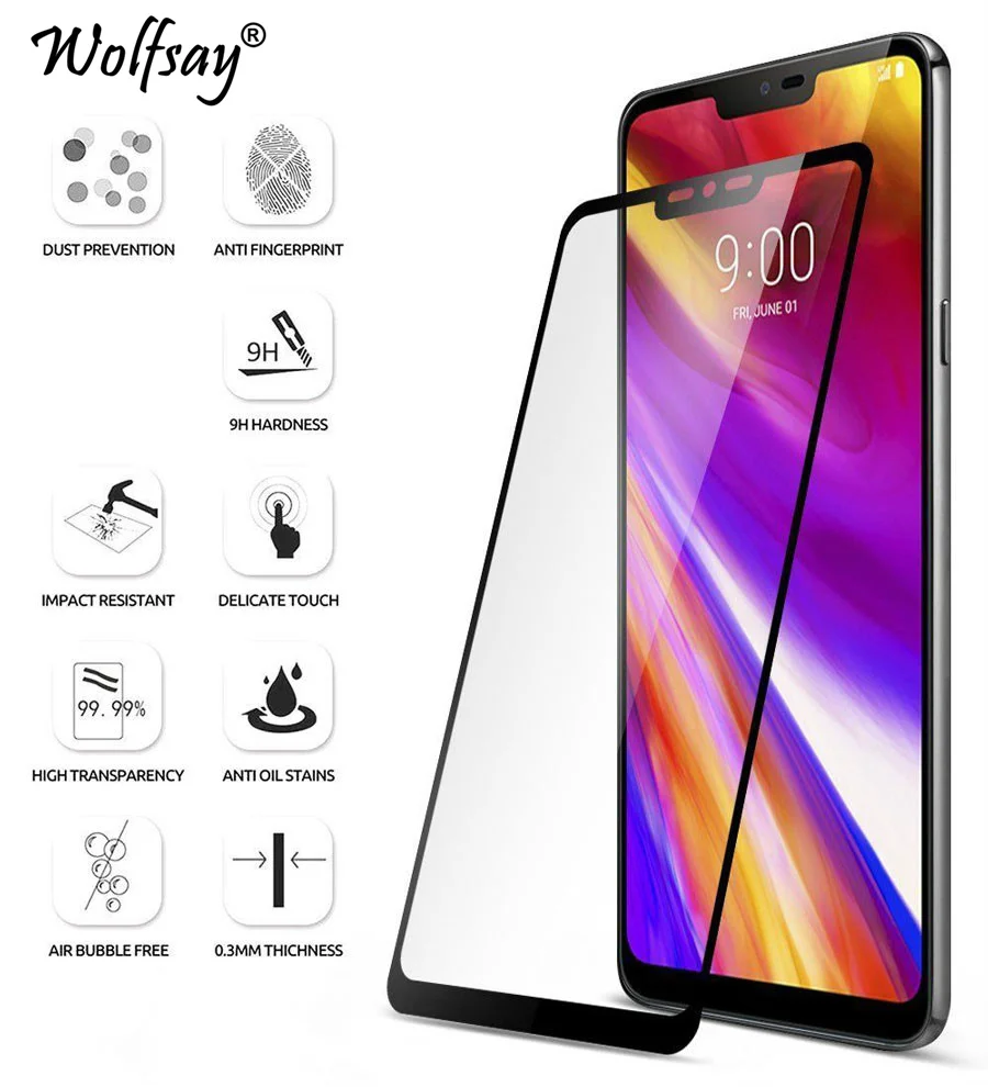 

Round Edge Glass sFor LG G7 Screen Protector Tempered Glass For LG G7 G 7 2018 G710 Full Cover Protective Film for LG G7 Thin Q