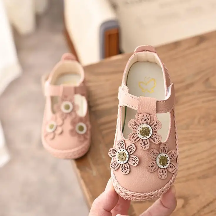 

Girls Shoes With Flower New Spring Autumn Children Soft-soled Walking Shoes Kids Flat Shoes Pink White Girl Sneaker