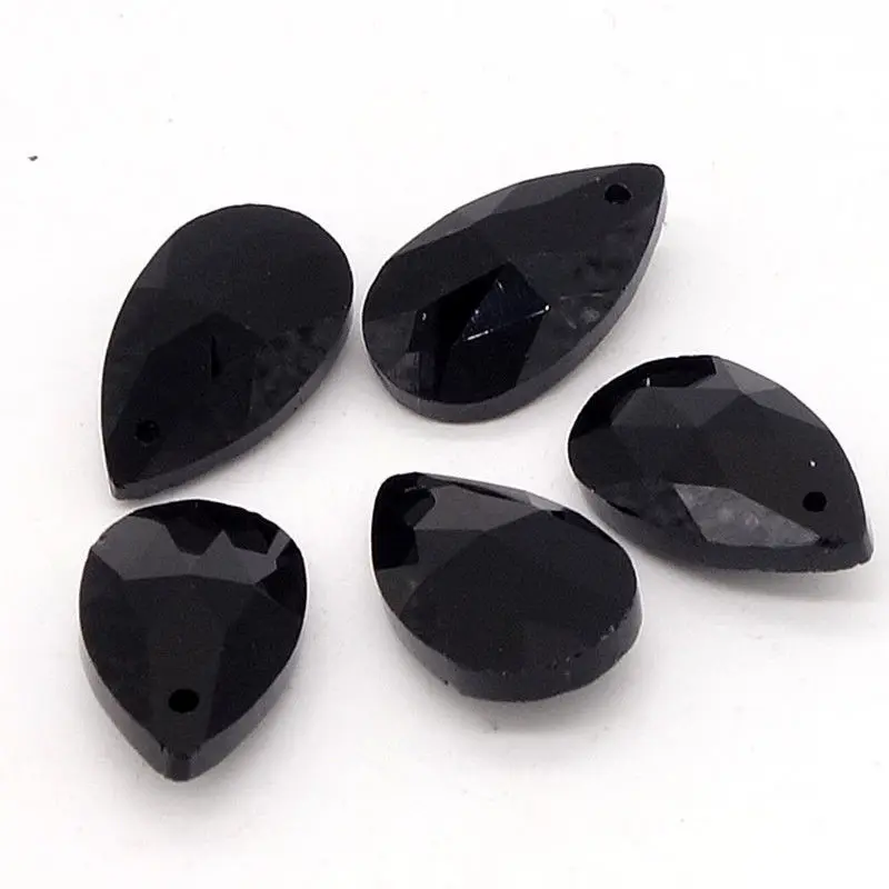 Оптовые много 5 шт граненые кристаллы в форме слезы бусины, Свободное ожерелье подвеска «сделай сам» 22 мм - Цвет: black