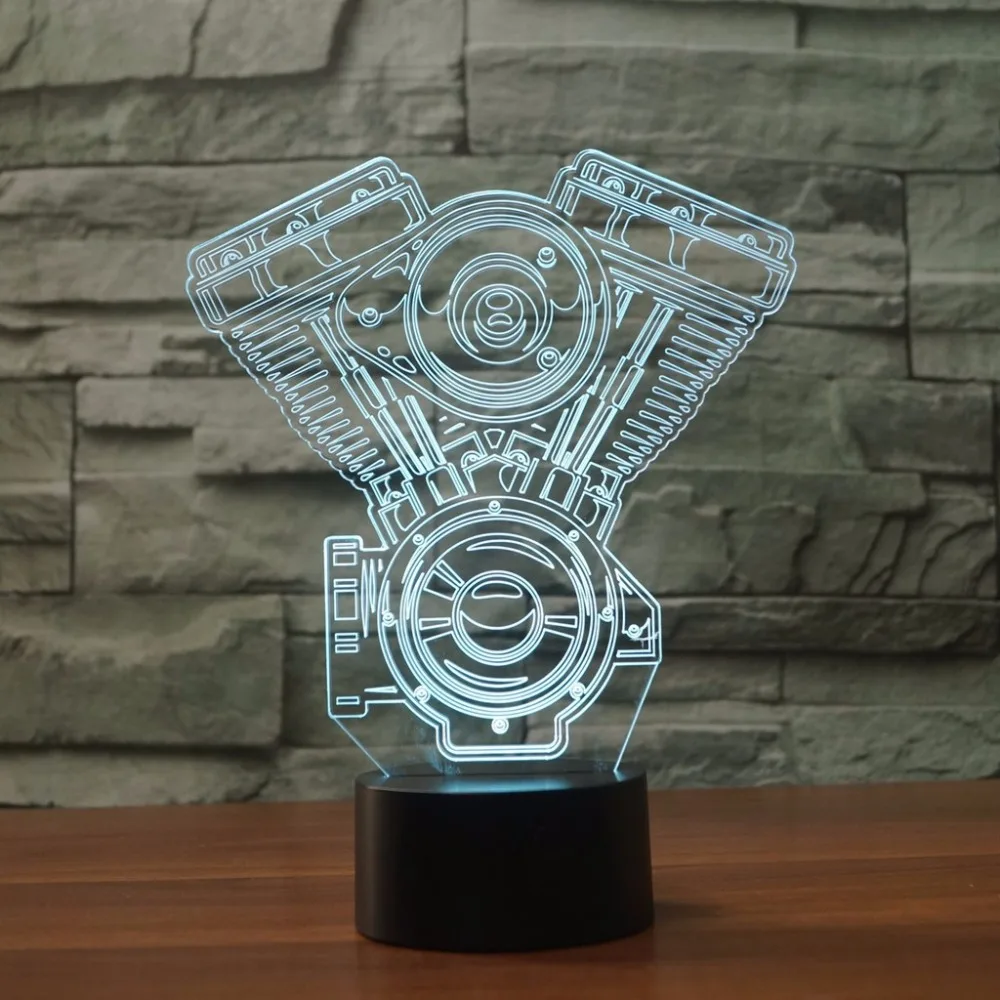 

Motorcycle 3D Visual LED Night Light For Kids Touch Button USB Engine Table Lamp Baby Sleep Lighting Home Decor Light Fixtures