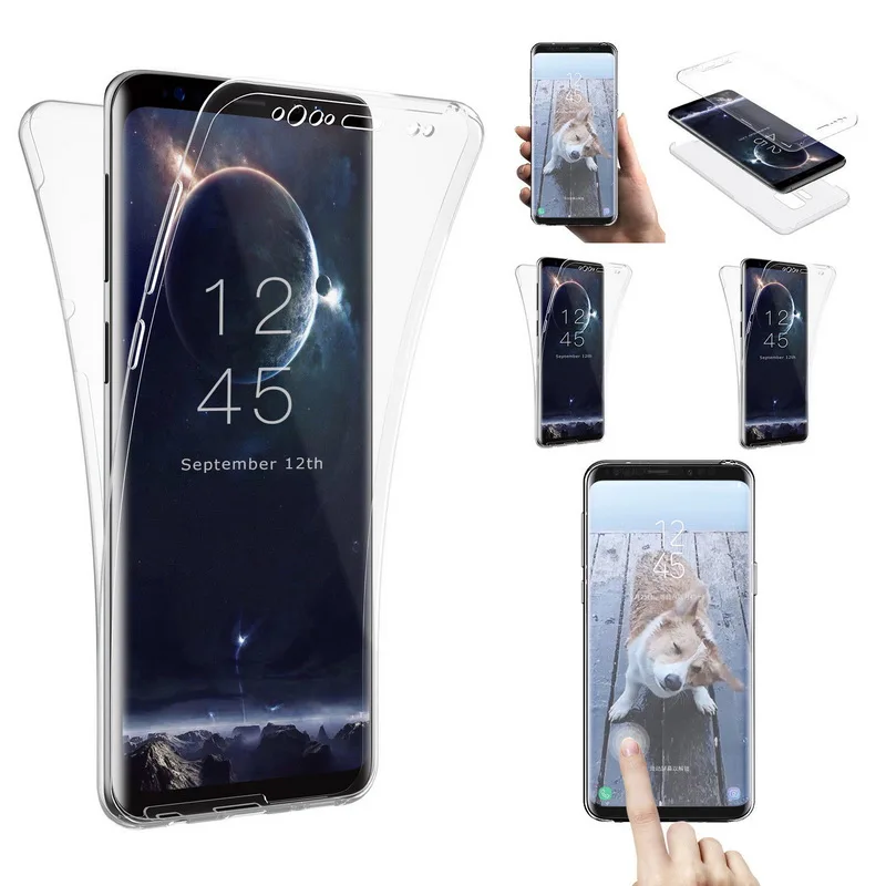 

360 Degree Front+Back Protect Shockproof Case For Samsung Galaxy S9 Plus Clear Soft TPU Silicon Cover For Samsung S8 Plus Note 8